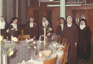 Sisters Emmanuel, Carol, Mary Anne, Therese, Catherine, Mother Gabriel, Miriam 